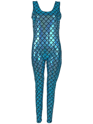 M/L Turquoise scae catsuit sleeveless