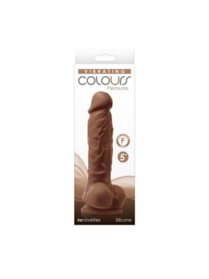 Colours - Pleasures - Vibrating - 5" Dildo - Brown