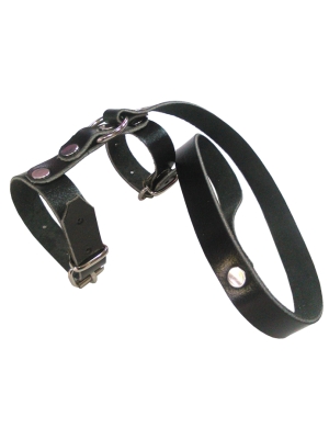 Δέρμα BDSM Cock and ball Ring with leash-2002647