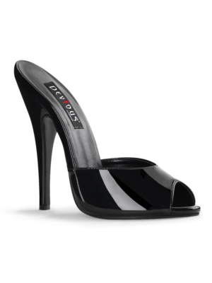 Devious high heels mules black patent