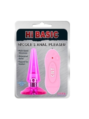 Κωνική Αδιάβροχη Δονούμενη Πρωκτική Σφήνα Hi Basic Nicole's Anal Pleaser Butt Plug (Ροζ) - ToyFa