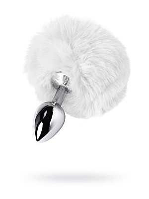 Μεταλλική Πρωκτική Σφήνα Butt Plug Faux Fur (Λευκή) - ToyFa - Φουντωτή Βάση
