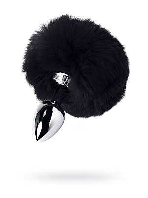 Μεταλλική Πρωκτική Σφήνα Butt Plug Faux Fur (Μαύρη) - ToyFa - Φουντωτή Βάση