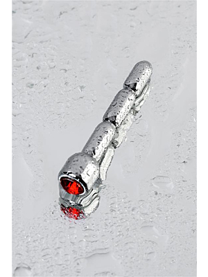Silver urethral plug with red gem