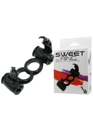 Sweet Ring - Δονούμενο Διπλό Δαχτυλίδι Πέους (Μαύρο)