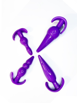 Ergonomic Textured Butt Plug Set Purple