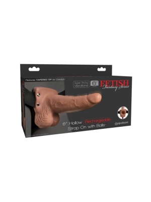 Fetish Fantasy 6" Hollow Rechargeable Strap-On Tan