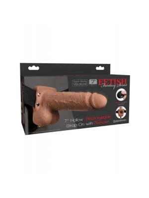 Fetish Fantasy 7" Hollow Rechargeable Strap-On Remote Tan