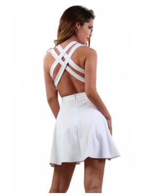 Flared Dress With Crossed Straps At The Back