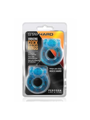 STAY HARD VIBRATING COCKRINGS 2PACK BLUE