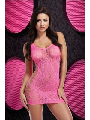 
Lapdance Leopard Lace Mini Dress Hot Pink OS