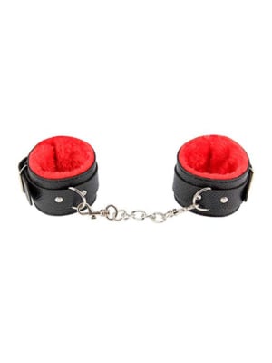 HAND CUFFS GRAIN LEATHER ΜΑΥΡΕΣ