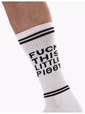 GYM SOCKS FUCK THIS LITTLE PIGGY - WHITE 