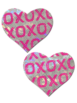Glass Disco Ball White with Pink XO Heart Nipple Pasties