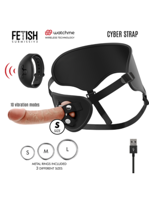 CYBER STRAP HARNESS WITH DILDO REMOTE CONTROL WATCHME S TECHNOLOGY