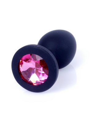 Jewellery Butt Plug Silicone Black Small - Pink Diamond