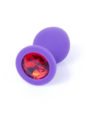Jewellery Butt Plug Silicone Purple Medium - Red Diamond