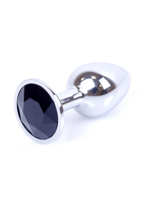 Silver Butt Plug 7 cm - Πρωκτική Σφήνα με Μαύρο Κόσμημα - Ανοξείδωτο Ατσάλι