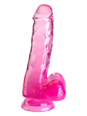King Cock Clear 6" Cock with Balls - Pink
