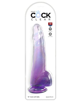 King Cock Clear King Cock Clear 10" with Balls - Purple