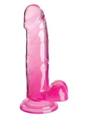 Pipedream King Cock Clear 7" with Balls - Pink