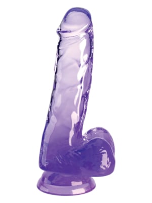 King Cock Clear 6" Cock with Balls - Purple