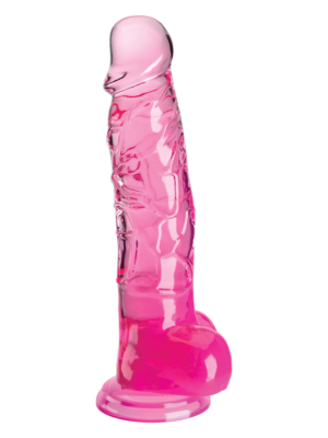 King Cock Clear 8" with Balls - Pink