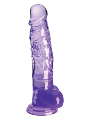 King Cock Clear 8" with Balls - Purple