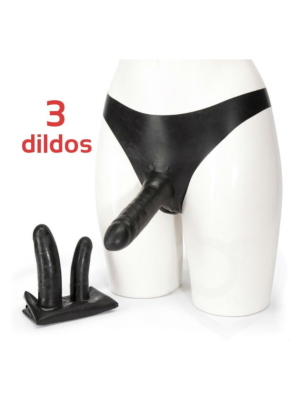 Latex Penetrator Panties – 3 Dildos – Flesh