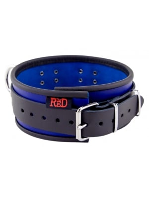 Leather Collar 3D Ring Blue/Black - Δερμάτινο BDSM Κολάρο