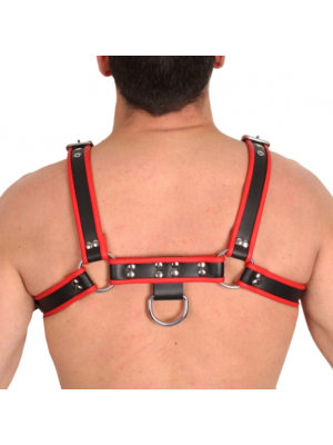 Real Leather Harness Black-Red - Taille