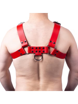 Leather Harness Buckle Red - Taille