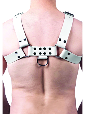 Δερμάτινο Ανδρικό Harness Στήθους Buckle White - Taille