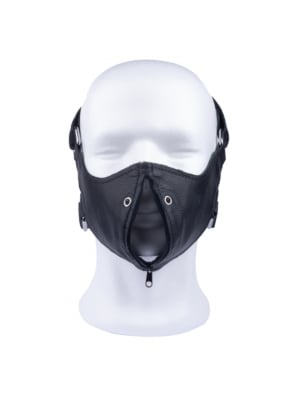 Leather mask with zip