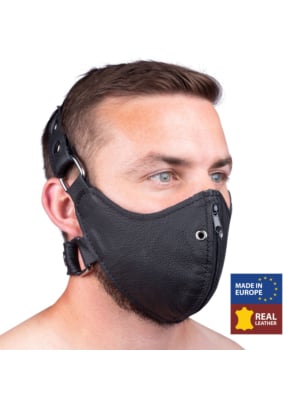 Leather mask with zip