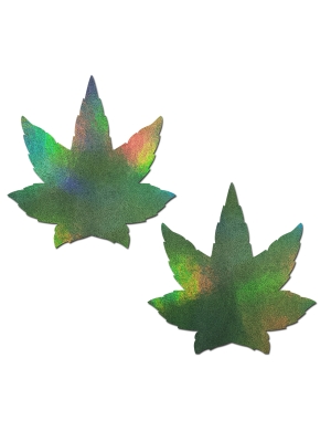 Αυτοκόλλητα - Καλύμματα Θηλών Green Holographic Weed