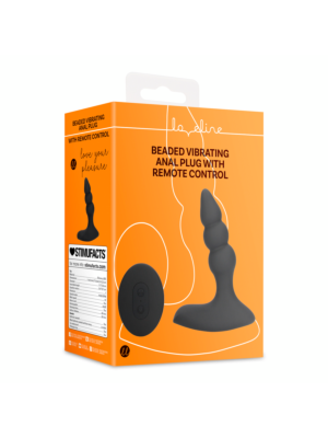 Beaded Vibrating Anal Plug with Remote Control - Licorice Black