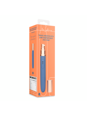 Travel Vibrator with Lube Compartment and Pump - Blue Horizon