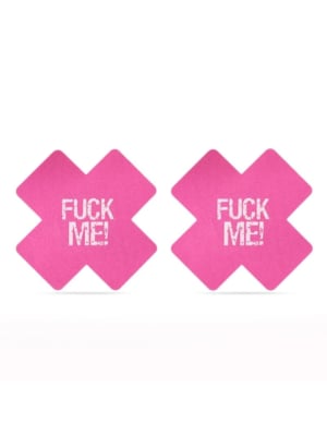 FUCK ME Cross Pattern Nipple Pasties (2 Pack)