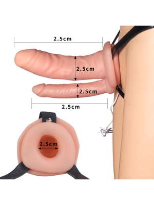 Vibrating Unisex Hollow Double Strap On 