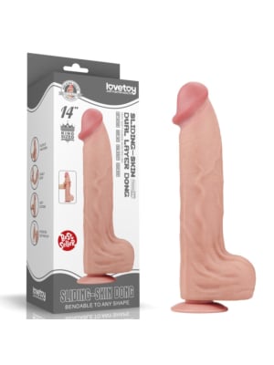 Lovetoy 14'' King Sized Sliding Skin Dual Layer Dong