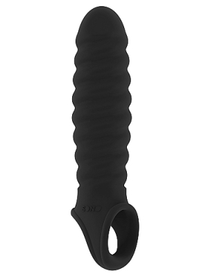 Προέκταση Πέους Sono Stretchy Penis Extension με Ραβδώσεις (Μαύρη) - Shots Media - Αδιάβροχη Εύκαμπτη