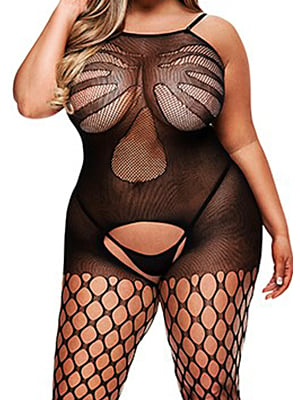 Baci - Crotchless Jacquard Bodystocking Queen Size