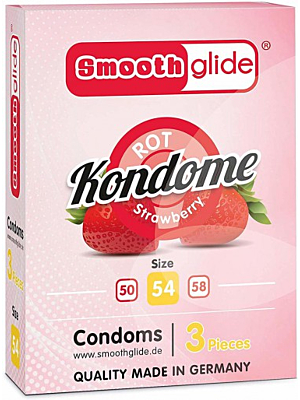Smooth Glide Strawberry Condom 54mm 3 Pack