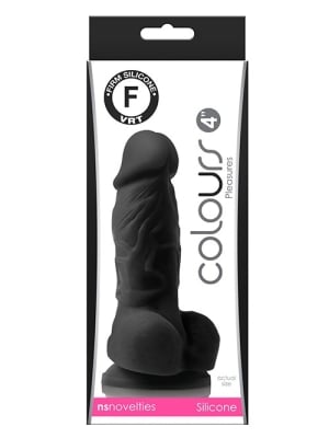 Ρεαλιστικό Ομοίωμα Πέους Colours Pleasures Dildo με Όρχεις 10 cm (Μαύρο) - NS Novelties