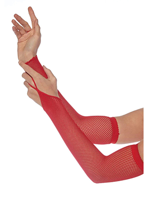 Fishnet arm warmers Red one size