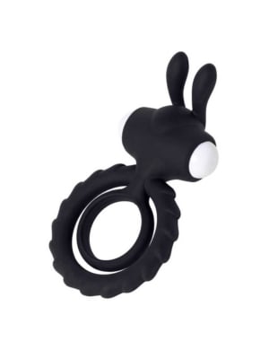 SoftLine Vibrating Bunny Δαχτυλίδι Πέους Μαύρο, Silicone