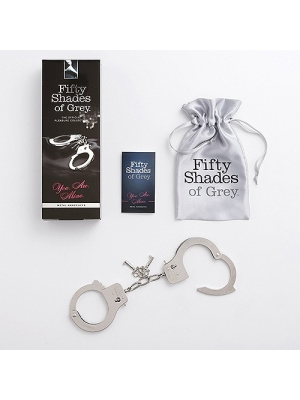 FIFTY SHADES OF GREY YOU. ARE. MINE. METAL HANDCUFFS