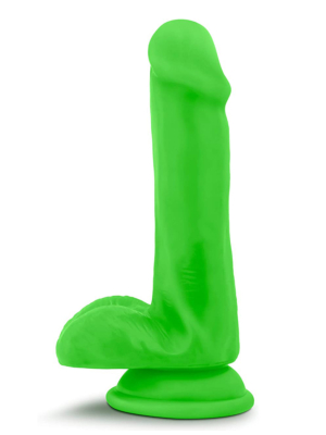 Ρεαλιστικό Ομοίωμα Πέους Neo Elite Cock με όρχεις 15 cm - Neon Green - Κυρτό Πέος Σιλικόνης