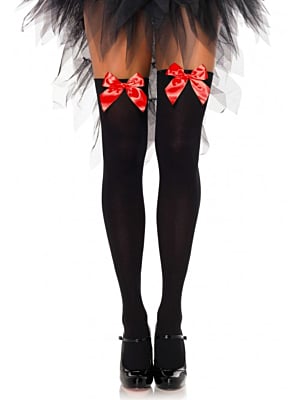 Nylon Thigh Highs With Bow